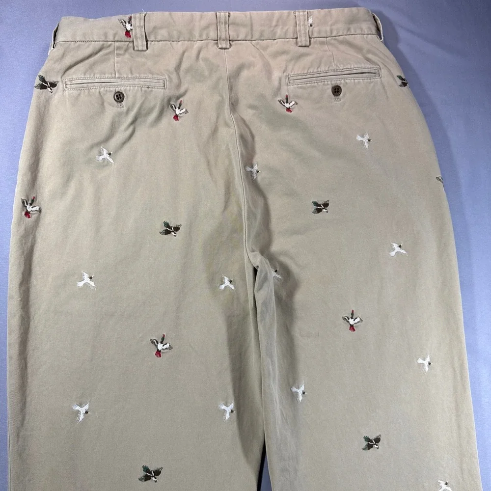 Polo Ralph Lauren Duck Mallard Bird Embroidered Mens Chino Pants Khaki 36x34